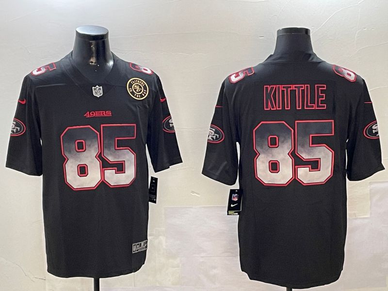 Men San Francisco 49ers #85 Kittle Black Nike Smoke Fashion 2024 Limited NFL Jersey style 3